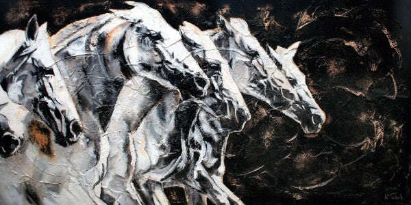 02-01 Schimmelherde voller Eleganz – Pferde-Kunstdruck von Kerstin Tschech