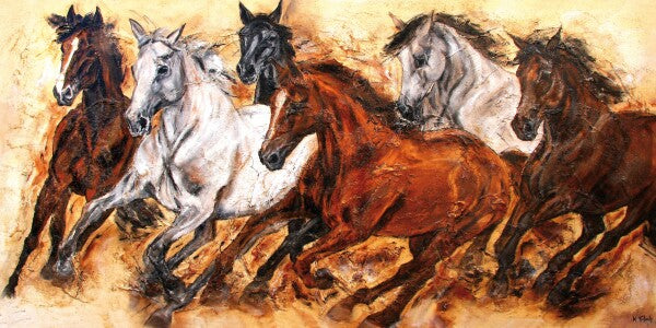 02-02 Quarter-Horses und kraftvolle Westernpferde im Galopp – Pferde-Kunstdruck von Kerstin Tschech
