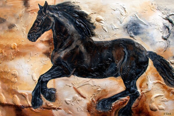 04-47 Edles Friesenpferd in Galerie-Qualität – Pferde-Kunstdruck von Kerstin Tschech