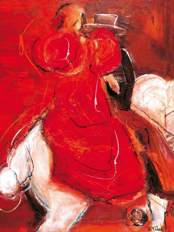 06-14 Traditionelles Reiterpaar beim Feria-Reiten in Spanien – Pferde-Kunstdruck von Kerstin Tschech