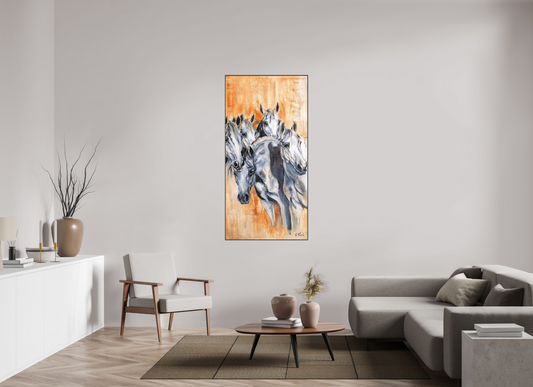 80 x 160 cm, Artbox schwarz - Acrylglas matt, 5cm 01-10 Pferdegemälde Kerstin Tschech – Galerie Kunstdruck