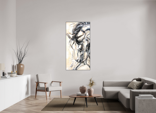 80 x 160 cm, Artbox schwarz - Acrylglas matt, 5cm 01-04 Pferdegemälde Kerstin Tschech – Galerie Kunstdruck
