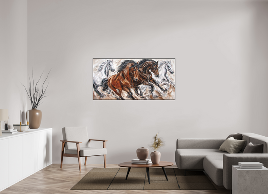 160 x 80 cm, Artbox schwarz - Acrylglas matt, 5cm 02-30 Pferdegemälde Kerstin Tschech – Galerie Kunstdruck