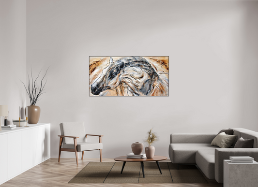 160 x 80 cm, Artbox schwarz - Acrylglas matt, 5cm 02-34 Pferdegemälde Kerstin Tschech – Galerie Kunstdruck