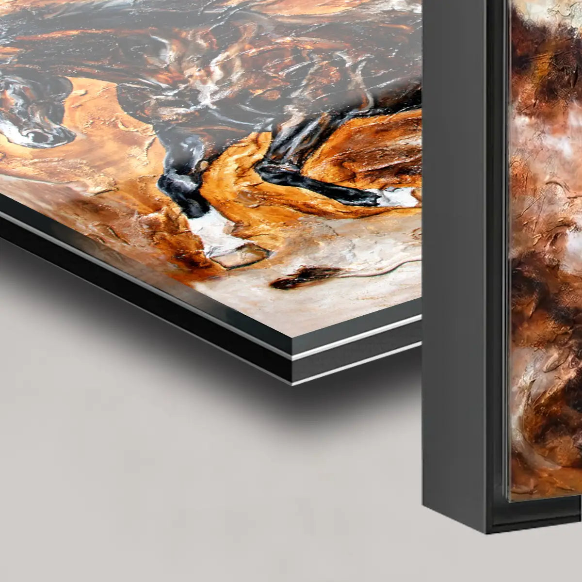 Pferde Acrylglasbild – Exklusive Acrylglas-Artbox mit schwarzem Aluminium-Schattenfugenrahmen von Kerstin Tschech - Detailaufnahme 04