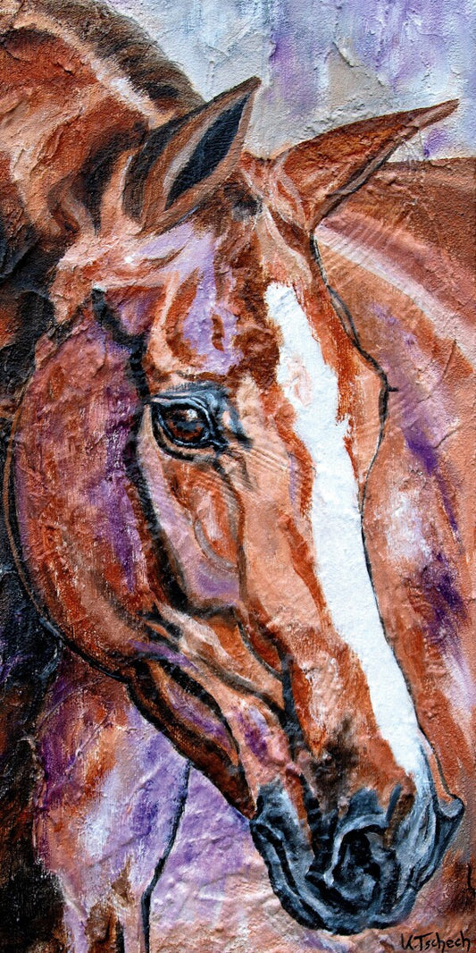 01-61 Zeitgenössisches Fuchs Portrait – Pferde-Kunstdruck von Kerstin Tschech