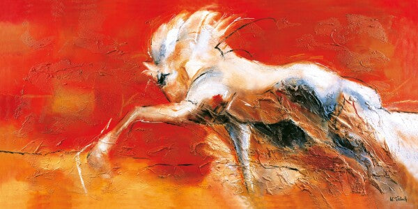 02-04 Abstraktes Pferd im stolzen spanischen Schritt – Pferde-Kunstdruck von Kerstin Tschech