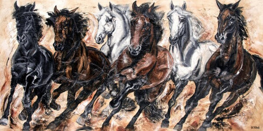 02-13 Galoppierende Warmblut-Herde als Wandbild – Pferde-Kunstdruck von Kerstin Tschech 