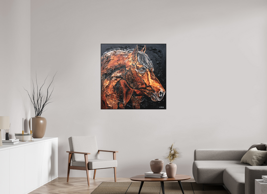 100 x 100 cm, Artbox schwarz - Acrylglas matt, 5cm 05-31 Pferdegemälde Kerstin Tschech – Galerie Kunstdruck