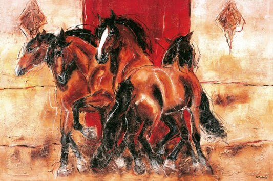 04-08 Ein edles Andalusier-Wandbild gemalt in vollendeter Eleganz – Pferde-Kunstdruck von Kerstin Tschech