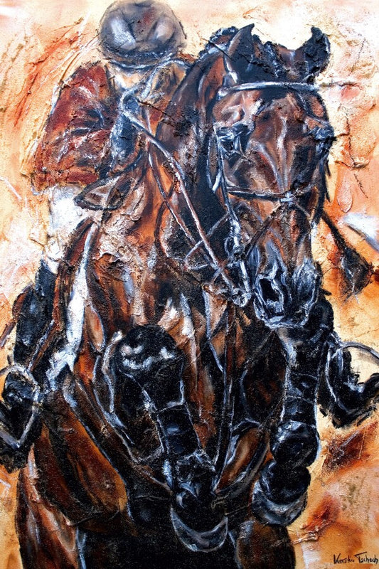 04-18 Sportpferde-Wandbild für Liebhaber des gehobenen Reitsports – Pferde-Kunstdruck von Kerstin Tschech