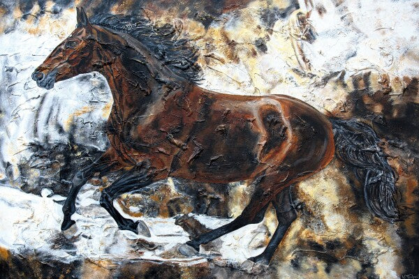 04-60 Edles Trakehner Wandbild für passionierte Kenner der Pferdezucht – Pferde-Kunstdruck von Kerstin Tschech