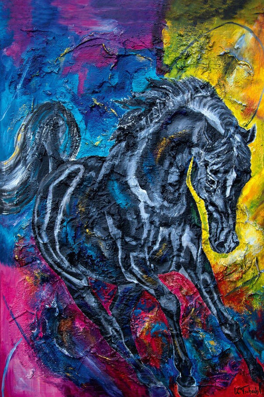 04-66 Wandbild Araber Pferd modern interpretiert – Pferde-Kunstdruck von Kerstin Tschech