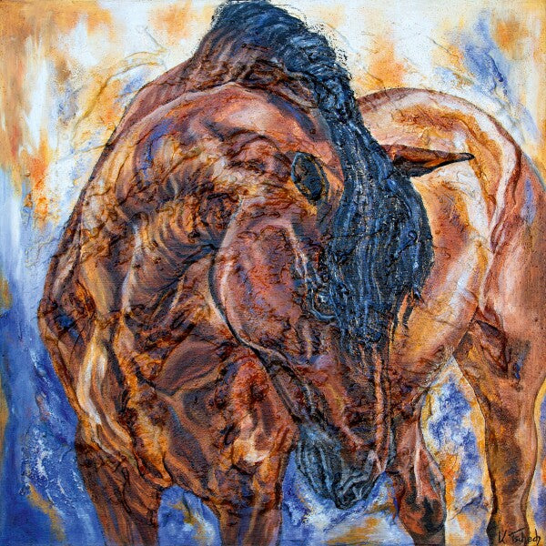 05-49 P.R.E. Hengst als detailreiches Rasseportrait – Pferde-Kunstdruck von Kerstin Tschech