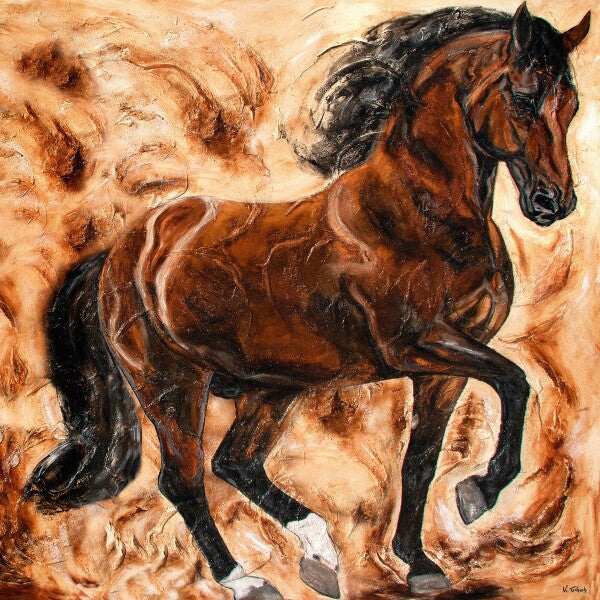 05-52 Tänzerisches Barockpferd in der Piaffe – Pferde-Kunstdruck von Kerstin Tschech