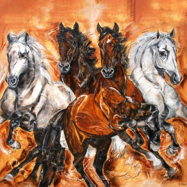 05-55 Majestätische spanische Pferdeherde – Pferde-Kunstdruck von Kerstin Tschech