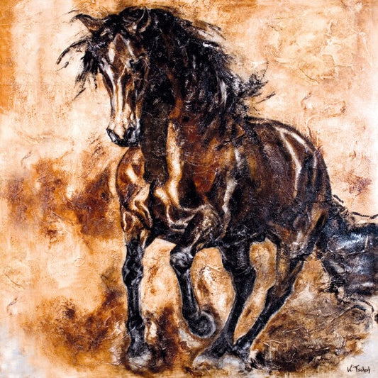 05-59 Versammelter Hengst in der Galopp-Pirouette – Pferde-Kunstdruck von Kerstin Tschech
