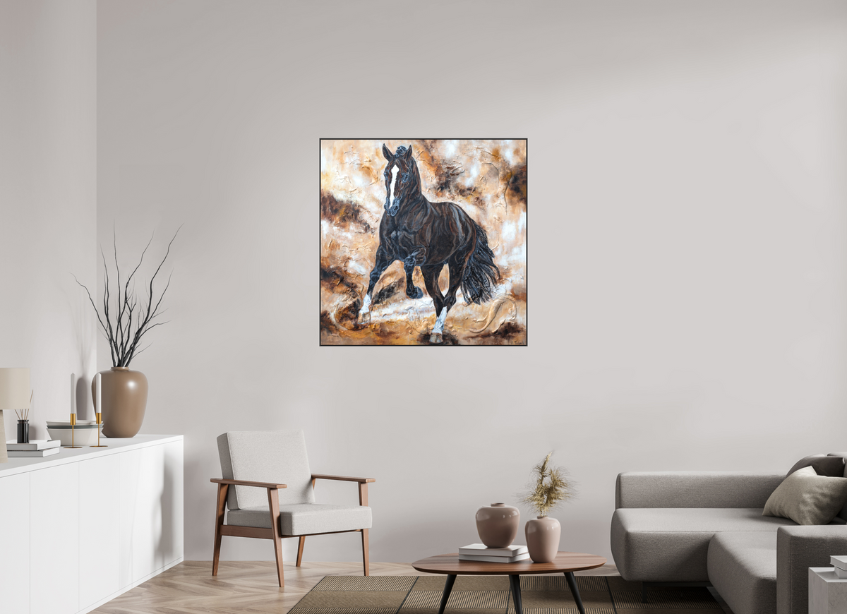100 x 100 cm, Artbox schwarz - Acrylglas matt, 5cm 05-45 Pferdegemälde Kerstin Tschech – Galerie Kunstdruck