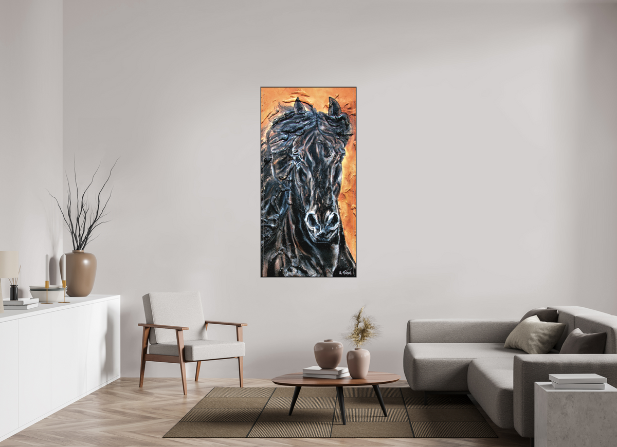 80 x 160 cm, Artbox schwarz - Acrylglas matt, 5cm 01-59 Pferdegemälde Kerstin Tschech – Galerie Kunstdruck