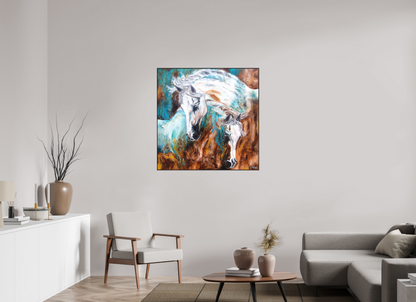 100 x 100 cm, Artbox schwarz - Acrylglas matt, 5cm 05-35 Pferdegemälde Kerstin Tschech – Galerie Kunstdruck