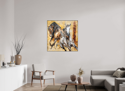 100 x 100 cm, Artbox schwarz - Acrylglas matt, 5cm 05-60 Pferdegemälde Kerstin Tschech – Galerie Kunstdruck