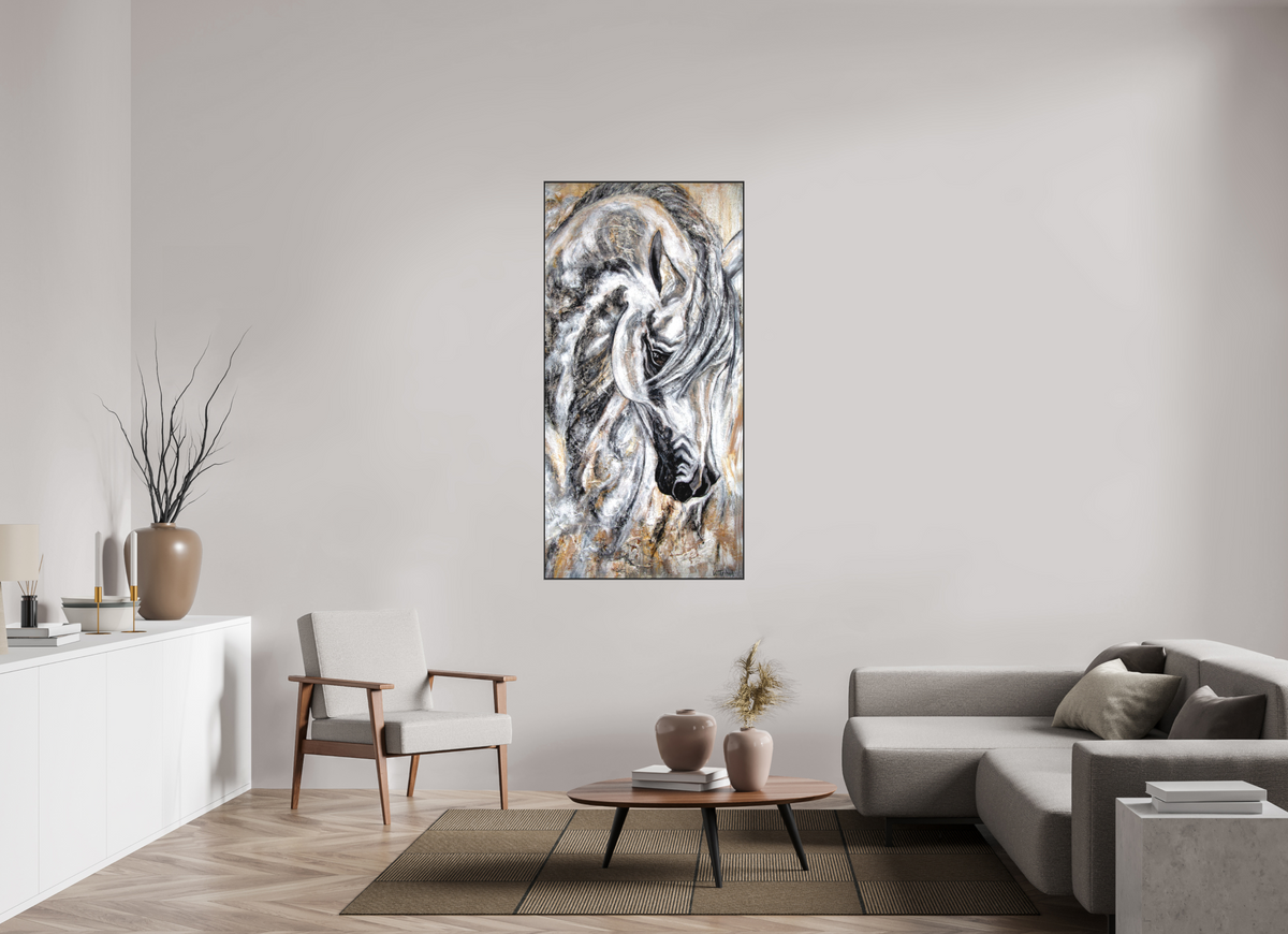 80 x 160 cm, Artbox schwarz - Acrylglas matt, 5cm 01-49 Pferdegemälde Kerstin Tschech – Galerie Kunstdruck