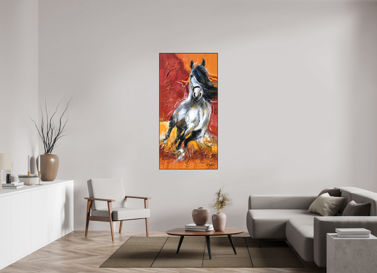 80 x 160 cm, Artbox schwarz - Acrylglas matt, 5cm 01-13 Pferdegemälde Kerstin Tschech – Galerie Kunstdruck