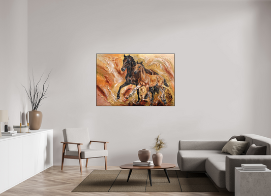 150 x 100 cm, Artbox schwarz - Acrylglas matt, 5cm 04-49 Pferdegemälde Kerstin Tschech – Galerie Kunstdruck
