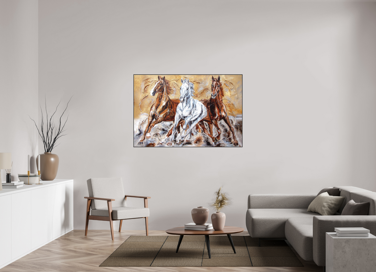 150 x 100 cm, Artbox schwarz - Acrylglas matt, 5cm 04-01 Pferdegemälde Kerstin Tschech – Galerie Kunstdruck