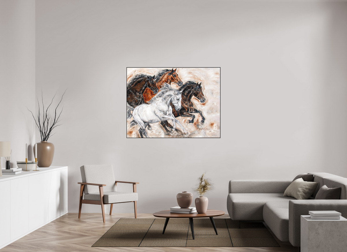 140 x 105 cm, Artbox schwarz - Acrylglas matt, 5cm 06-31 Pferdegemälde Kerstin Tschech – Galerie Kunstdruck