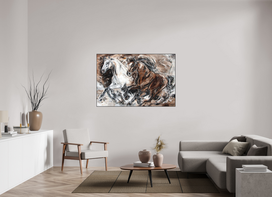 150 x 100 cm, Artbox schwarz - Acrylglas matt, 5cm 04-42 Pferdegemälde Kerstin Tschech – Galerie Kunstdruck