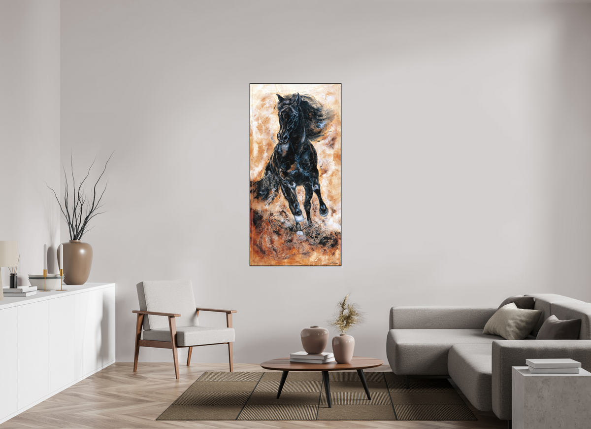 80 x 160 cm, Artbox schwarz - Acrylglas matt, 5cm 01-39 Pferdegemälde Kerstin Tschech – Galerie Kunstdruck