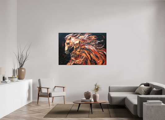 150 x 100 cm, Artbox schwarz - Acrylglas matt, 5cm 04-09 Pferdegemälde Kerstin Tschech – Galerie Kunstdruck