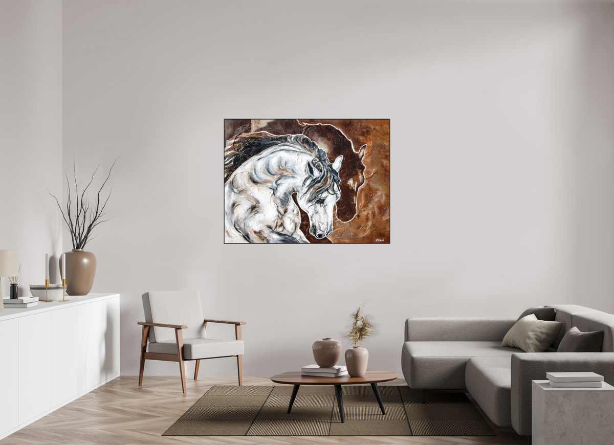 140 x 105 cm, Artbox schwarz - Acrylglas matt, 5cm 06-01 Pferdegemälde Kerstin Tschech – Galerie Kunstdruck