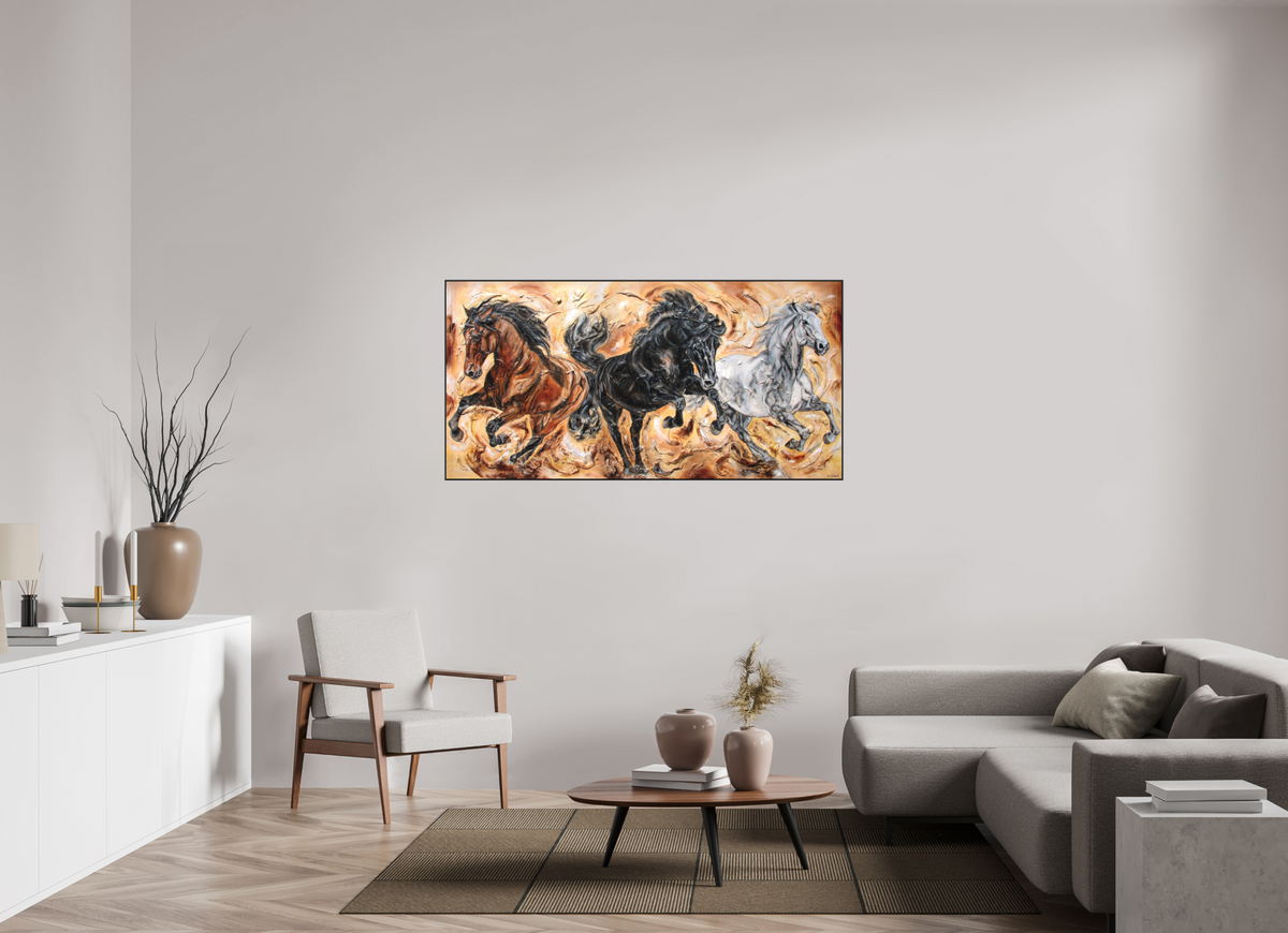 160 x 80 cm, Artbox schwarz - Acrylglas matt, 5cm 02-29 Pferdegemälde Kerstin Tschech – Galerie Kunstdruck