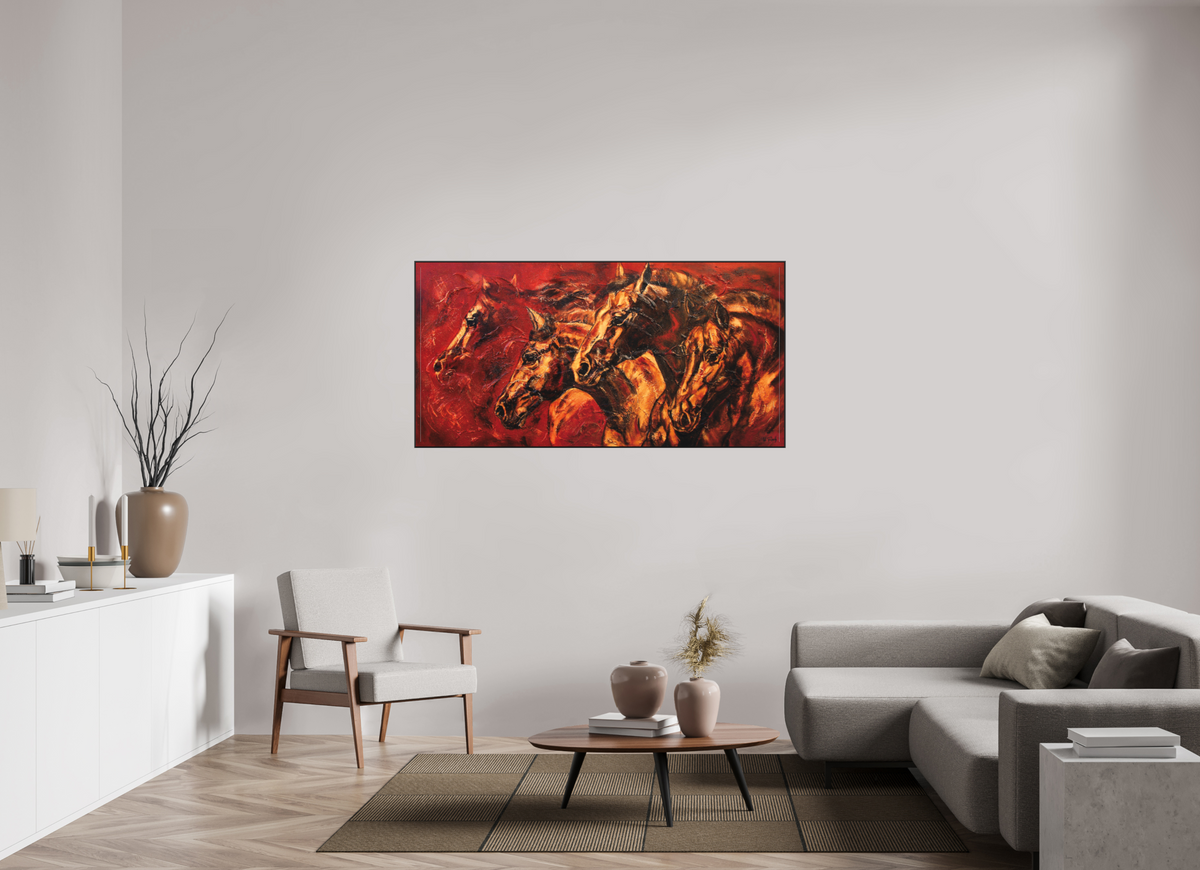 160 x 80 cm, Artbox schwarz - Acrylglas matt, 5cm 02-12 Pferdegemälde Kerstin Tschech – Galerie Kunstdruck