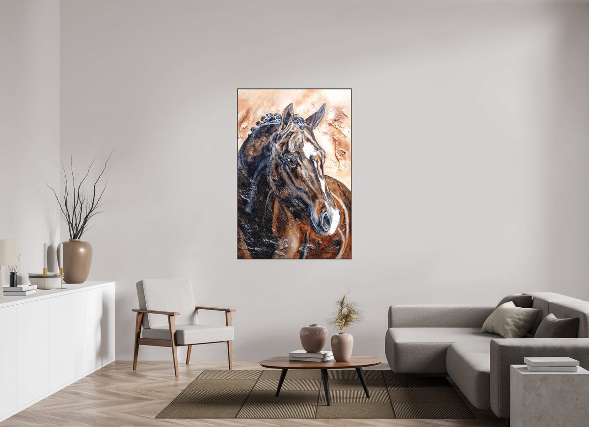 100 x 150 cm, Artbox schwarz - Acrylglas matt, 5cm 04-43 Pferdegemälde Kerstin Tschech – Galerie Kunstdruck