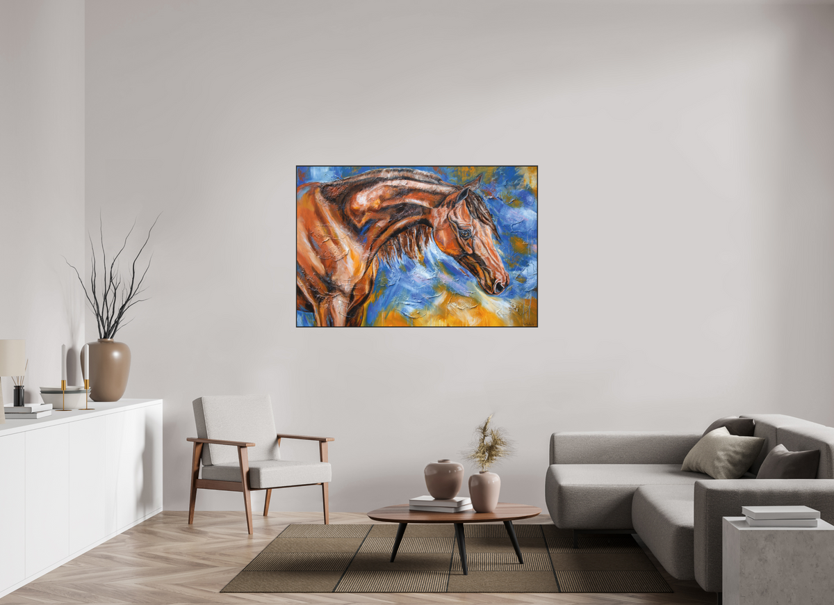 150 x 100 cm, Artbox schwarz - Acrylglas matt, 5cm 04-55 Pferdegemälde Kerstin Tschech – Galerie Kunstdruck
