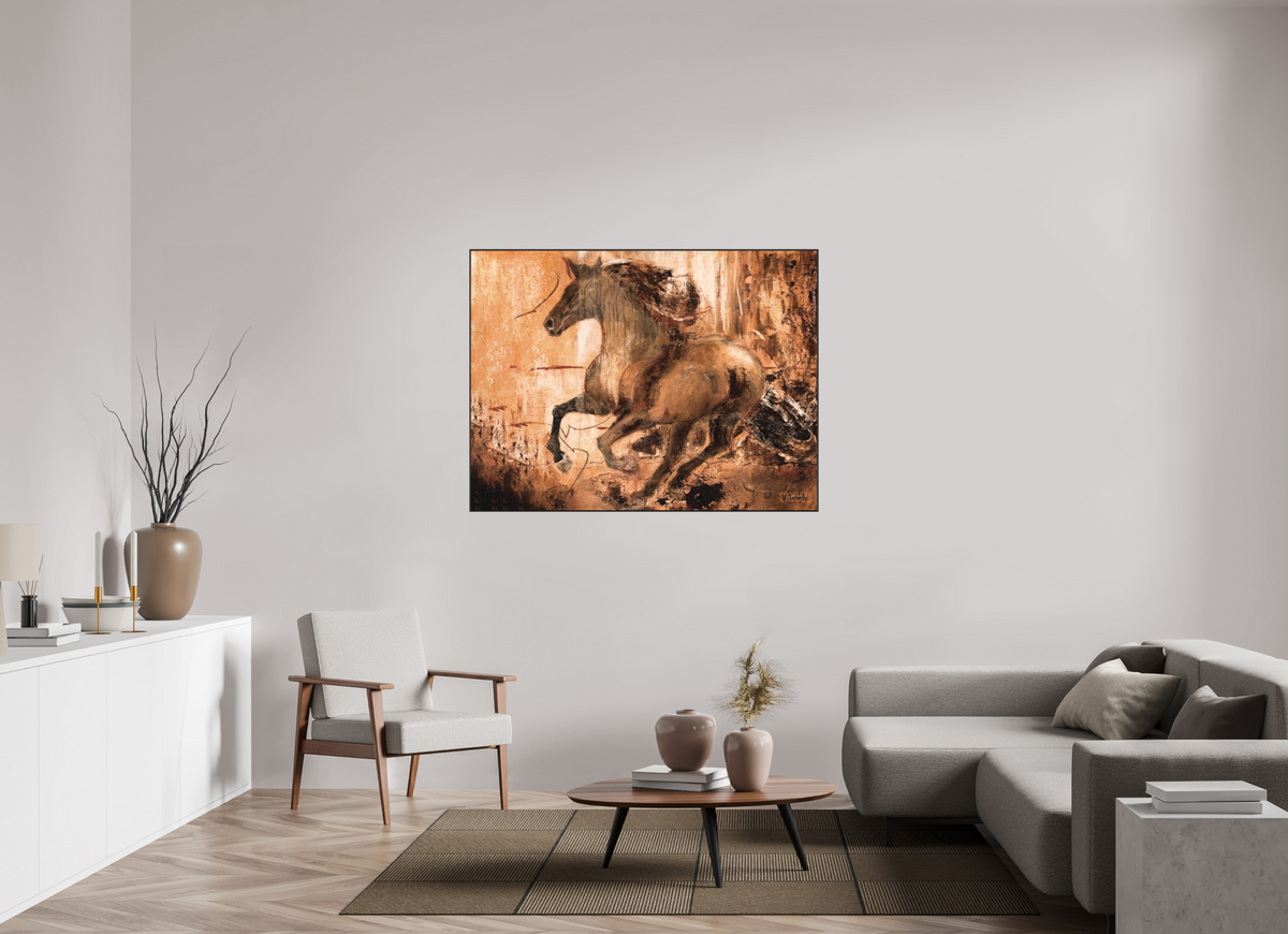140 x 105 cm, Artbox schwarz - Acrylglas matt, 5cm 06-19 Pferdegemälde Kerstin Tschech – Galerie Kunstdruck