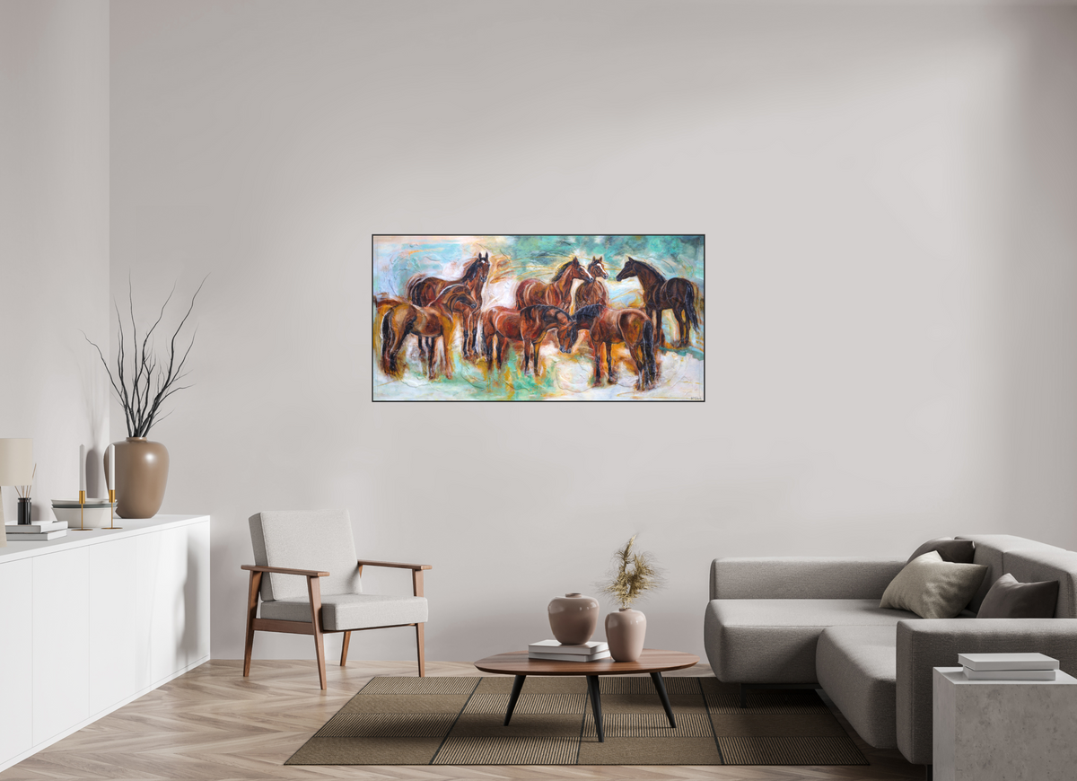 160 x 80 cm, Artbox schwarz - Acrylglas matt, 5cm 02-42 Pferdegemälde Kerstin Tschech – Galerie Kunstdruck