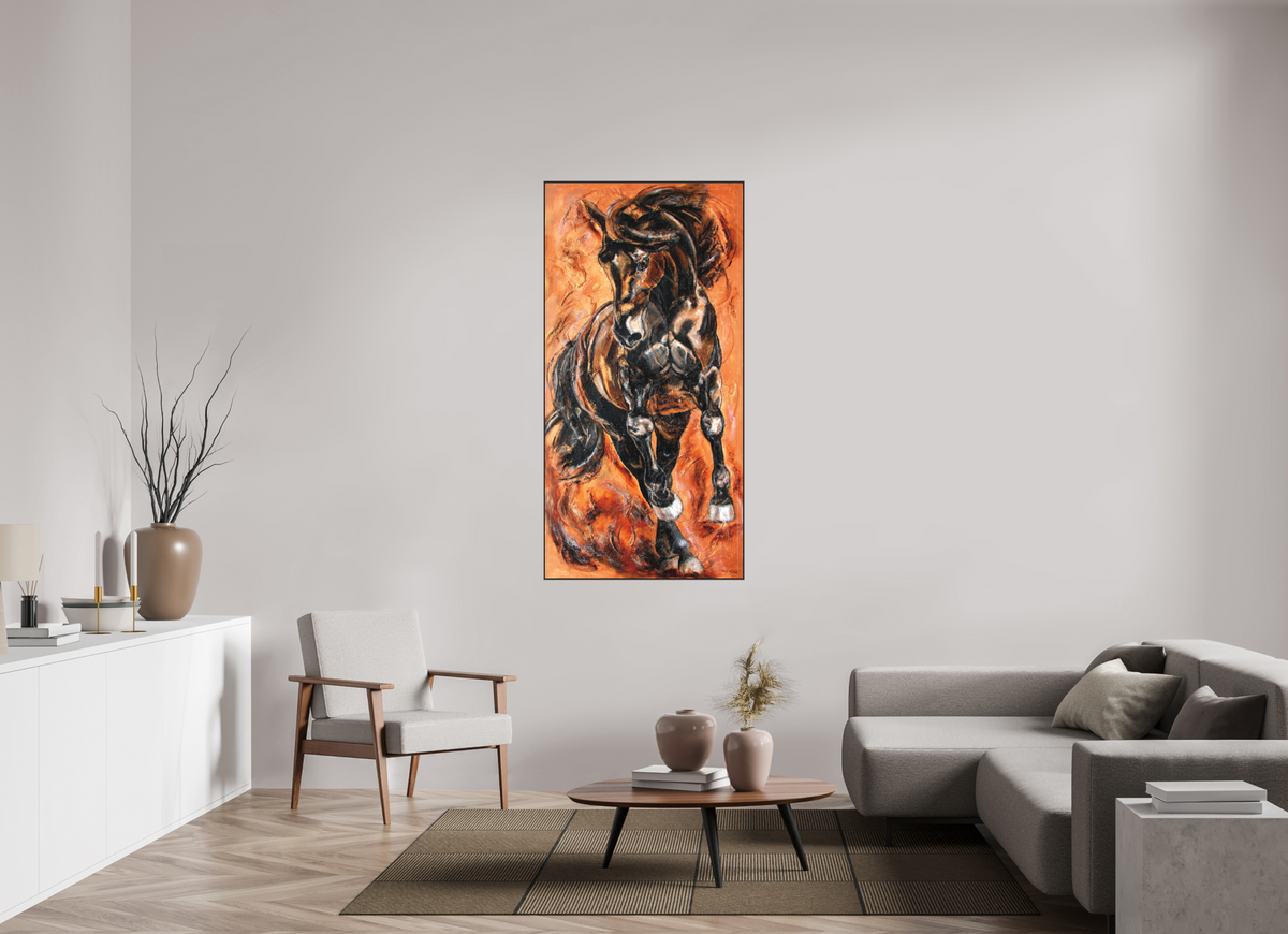 80 x 160 cm, Artbox schwarz - Acrylglas matt, 5cm 01-01 Pferdegemälde Kerstin Tschech – Galerie Kunstdruck