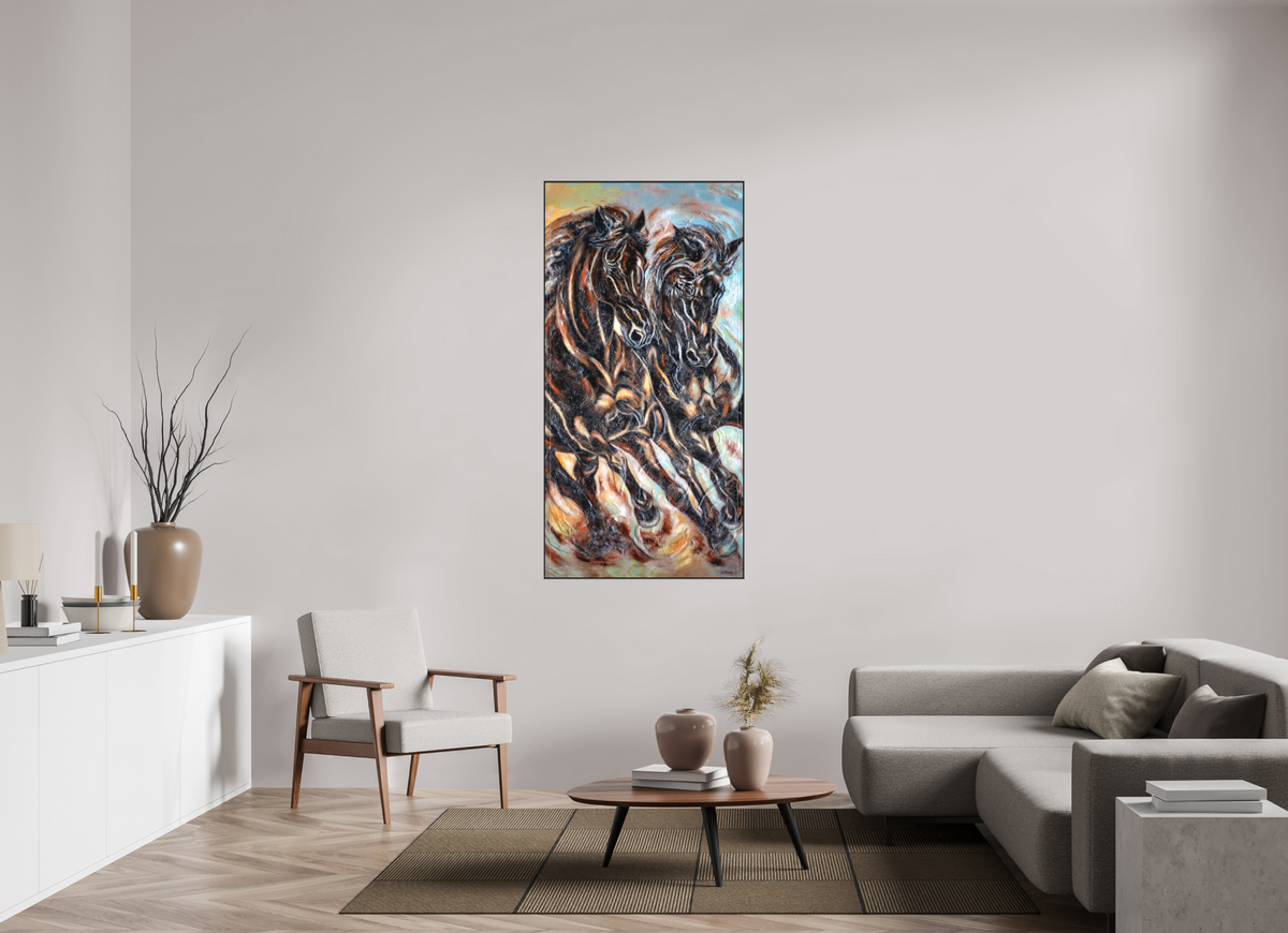 80 x 160 cm, Artbox schwarz - Acrylglas matt, 5cm 01-50 Pferdegemälde Kerstin Tschech – Galerie Kunstdruck