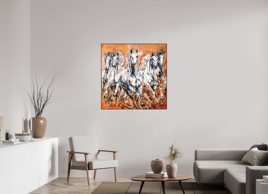100 x 100 cm, Artbox schwarz - Acrylglas matt, 5cm 05-61 Pferdegemälde Kerstin Tschech – Galerie Kunstdruck