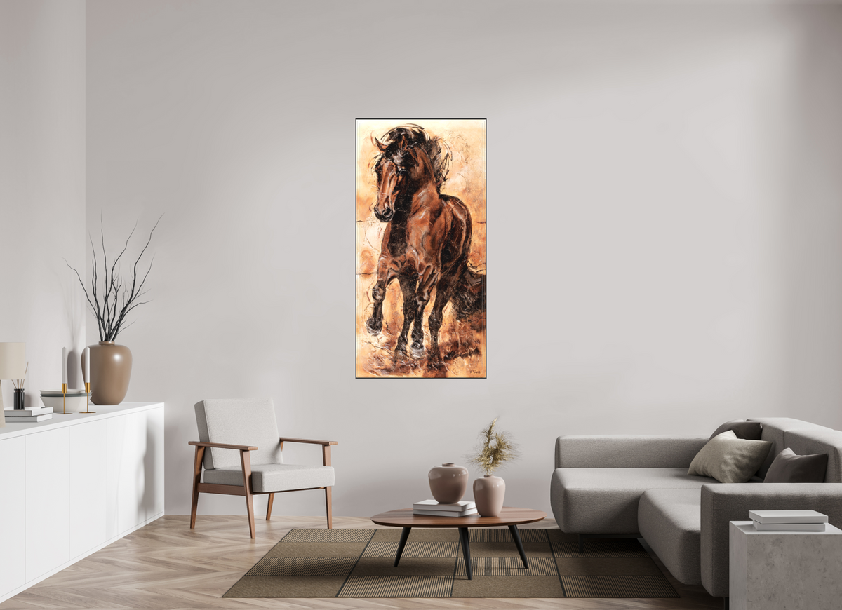 80 x 160 cm, Artbox schwarz - Acrylglas matt, 5cm 01-18 Pferdegemälde Kerstin Tschech – Galerie Kunstdruck