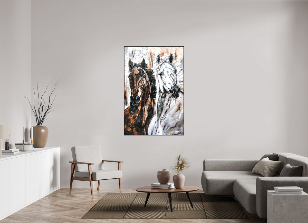100 x 150 cm, Artbox schwarz - Acrylglas matt, 5cm 04-19 Pferdegemälde Kerstin Tschech – Galerie Kunstdruck
