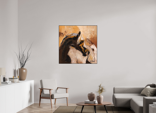 100 x 100 cm, Artbox schwarz - Acrylglas matt, 5cm 05-11 Pferdegemälde Kerstin Tschech – Galerie Kunstdruck