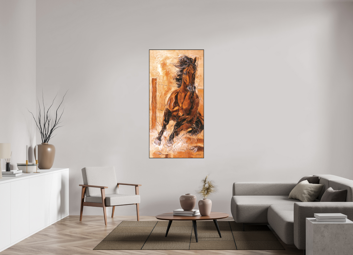 80 x 160 cm, Artbox schwarz - Acrylglas matt, 5cm 01-03 Pferdegemälde Kerstin Tschech – Galerie Kunstdruck
