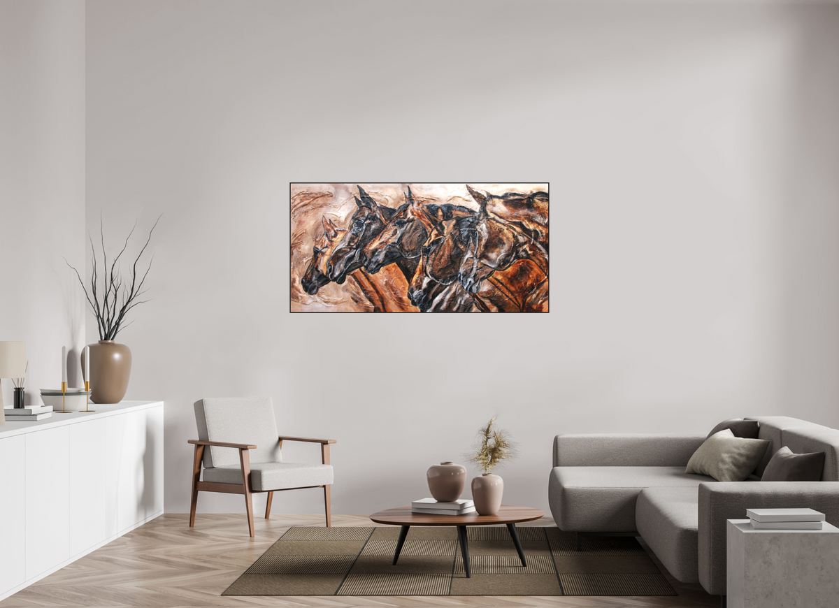 160 x 80 cm, Artbox schwarz - Acrylglas matt, 5cm 02-23 Pferdegemälde Kerstin Tschech – Galerie Kunstdruck
