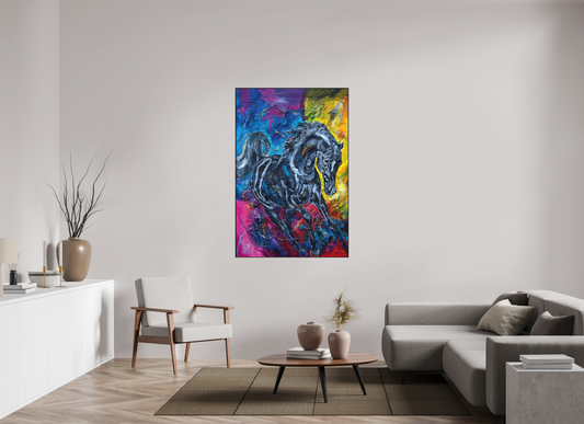 100 x 150 cm, Artbox schwarz - Acrylglas matt, 5cm 04-66 Pferdegemälde Kerstin Tschech – Galerie Kunstdruck