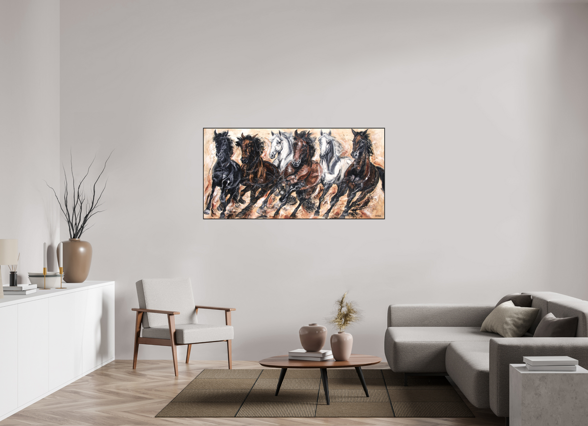 160 x 80 cm, Artbox schwarz - Acrylglas matt, 5cm 02-13 Pferdegemälde Kerstin Tschech – Galerie Kunstdruck